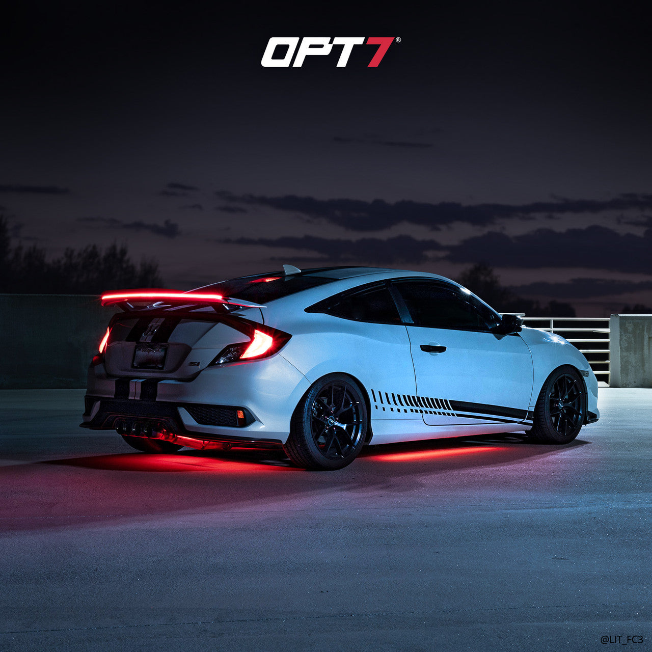 OPT7 Universal LED Rear Spoiler Lip Kit (3.9ft) for Car Trunk Exterior Accessories Brake light Universal Fit for Roof Wing