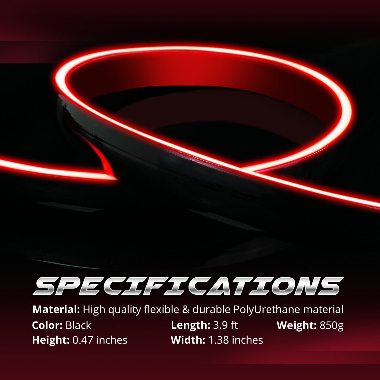 OPT7 Universal LED Rear Spoiler Lip Kit (3.9ft) for Car Trunk Exterior Accessories Brake light Universal Fit for Roof Wing