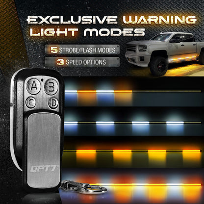OPT7 Redline Triple Tailgate Light Bar 60" Bundle with Sidekick Running Board Light LED Strip Kit with Warning Mode