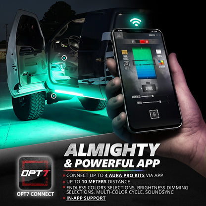AURA 09-18 Ram Bundle- RGBW Headlights +Interior + Quantum Rock lights + Grille w- Bluetooth