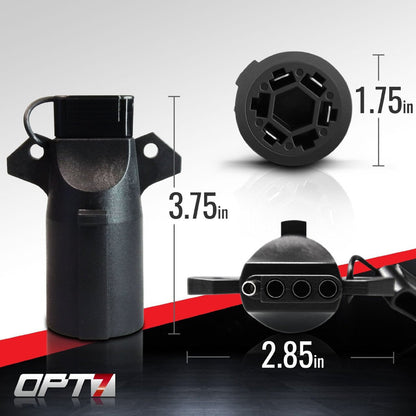 7-Way Round to 4-Way Flat Pin Adapter For Trailer Tow Hitch & Redline Tailgate LED