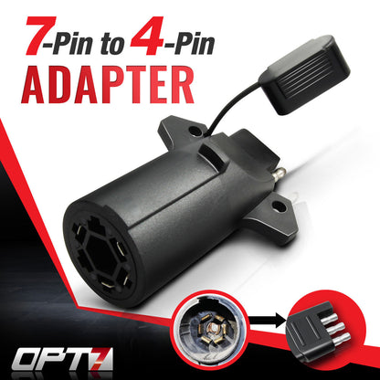 7-Way Round to 4-Way Flat Pin Adapter For Trailer Tow Hitch & Redline Tailgate LED