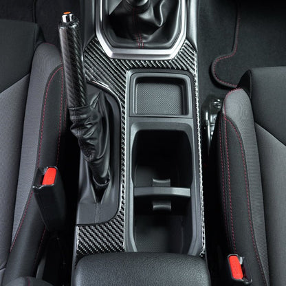 JDMuscle [22-26 WRX] P&S Series Carbon Fiber Cup Holder Trim Cover | Black Carbon Fiber/ Red Carbon Fiber*Clearance*No Returns*