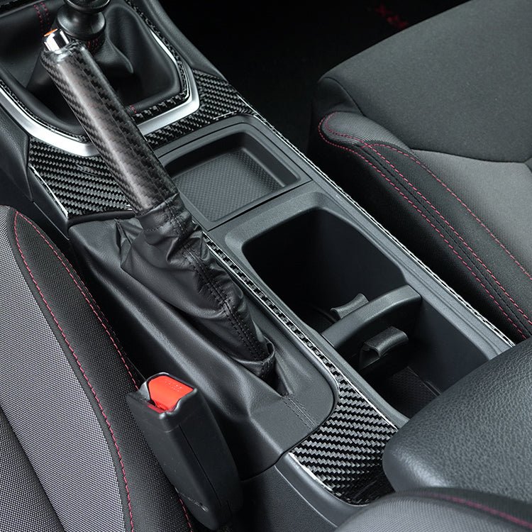 JDMuscle [22-26 WRX] P&S Series Carbon Fiber Cup Holder Trim Cover | Black Carbon Fiber/ Red Carbon Fiber*Clearance*No Returns*