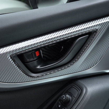 JDMuscle [22-26 WRX] P&S Series Carbon Fiber Interior Door Handle Frame Covers 4 PC | Black Carbon Fiber/ Red Carbon Fiber*Clearance*No Returns*