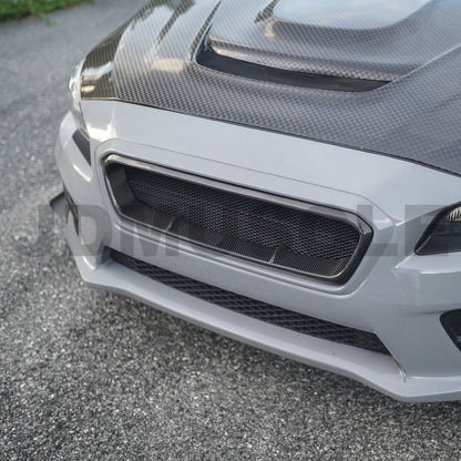 JDMuscle Tanso Carbon Fiber / Gloss Black Grille V4 - 15-17 WRX/STI