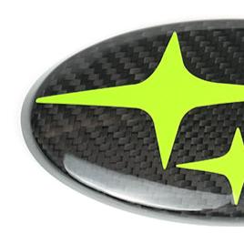 JDMuscle Pre-preg Carbon Fiber Subaru Emblem Covers Front & Back, Red/White/Blue [22-26 WRX, 15-21 WRX/STI, 18-23 Crosstrek, 17-23 Impreza]