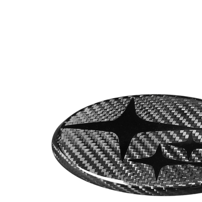 JDMuscle Pre-preg Carbon Fiber Subaru Emblem Covers Front & Back, Red/White/Blue [22-26 WRX, 15-21 WRX/STI, 18-23 Crosstrek, 17-23 Impreza]