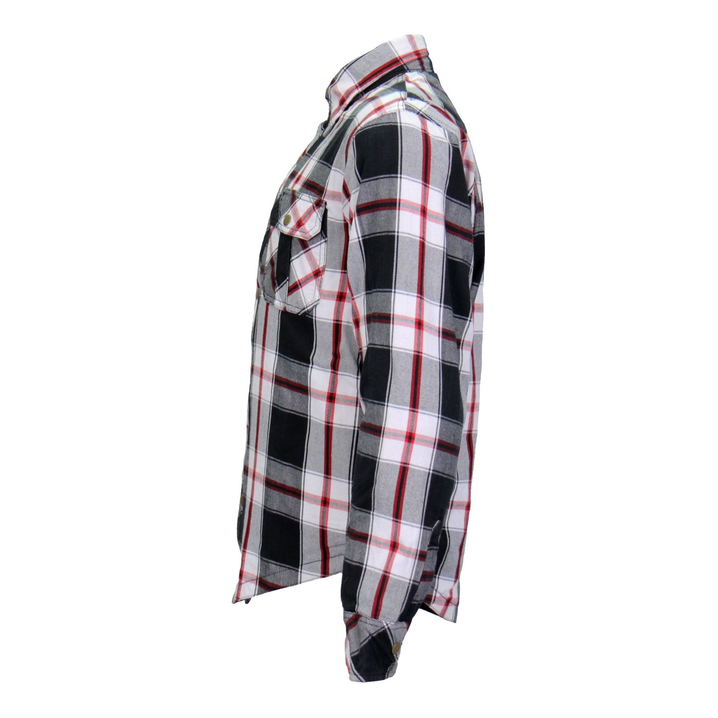 Hot Leathers Men's 'Sinfire' White/Black Cotton Flannel Shirt - Button Front - Riding Proective Wear - JKM3001