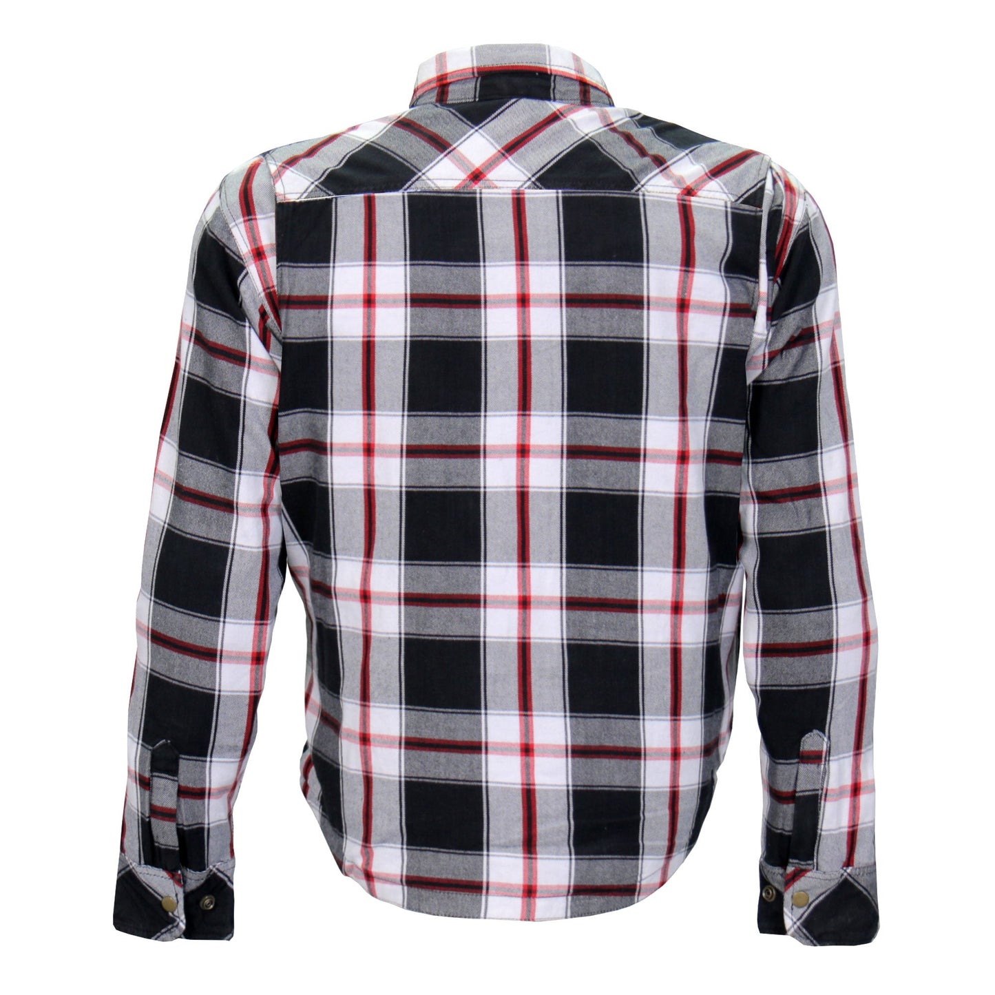 Hot Leathers Men's 'Sinfire' White/Black Cotton Flannel Shirt - Button Front - Riding Proective Wear - JKM3001