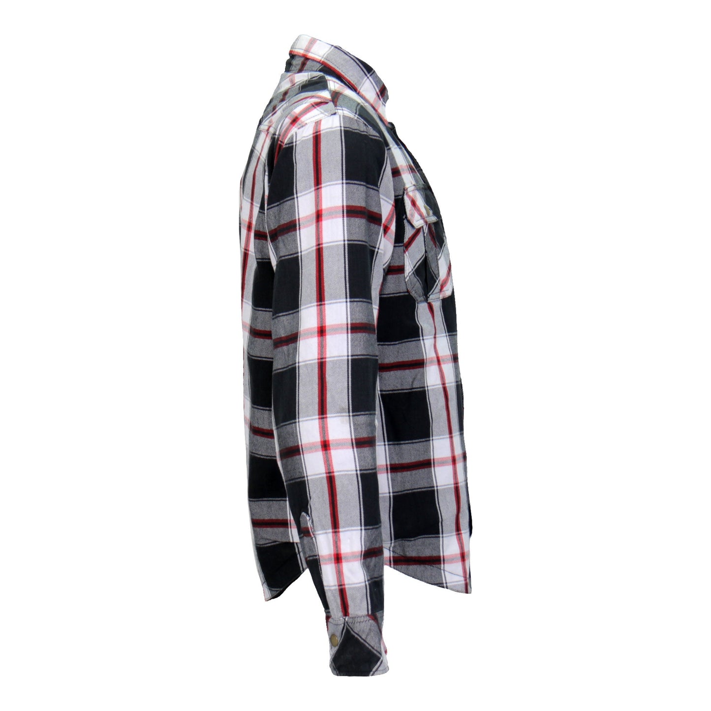 Hot Leathers Men's 'Sinfire' White/Black Cotton Flannel Shirt - Button Front - Riding Proective Wear - JKM3001