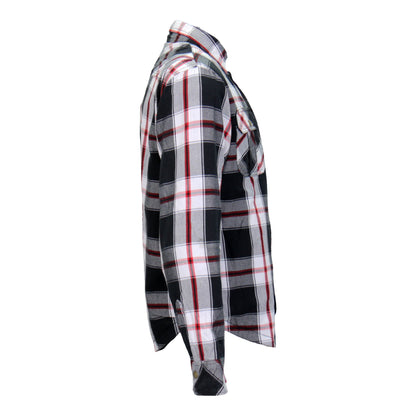 Hot Leathers Men's 'Sinfire' White/Black Cotton Flannel Shirt - Button Front - Riding Proective Wear - JKM3001