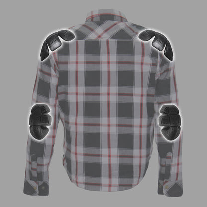 Hot Leathers Men's 'Sinfire' White/Black Cotton Flannel Shirt - Button Front - Riding Proective Wear - JKM3001