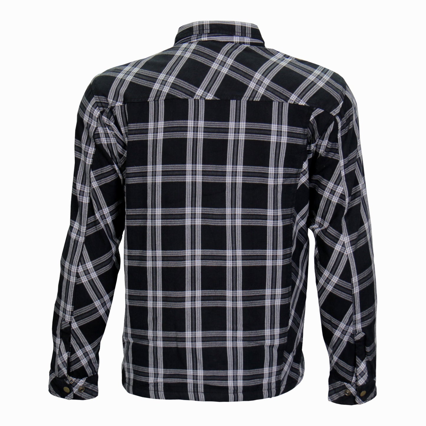 Hot Leathers Men's 'Road Wolf' White/Black Cotton Flannel Shirt - Button Front - Riding Protective Wear - JKM3002