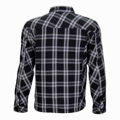 Hot Leathers Men's 'Road Wolf' White/Black Cotton Flannel Shirt - Button Front - Riding Protective Wear - JKM3002