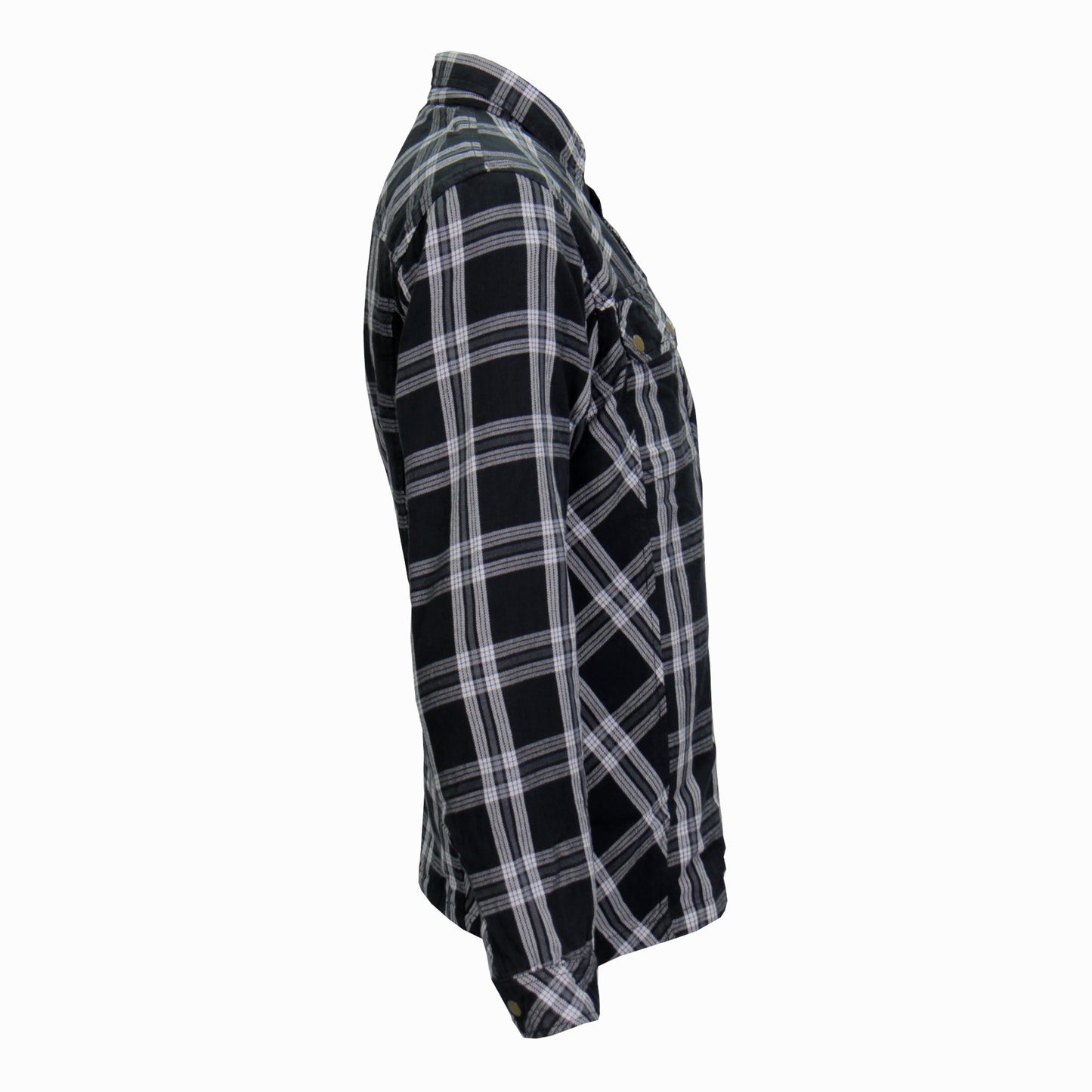Hot Leathers Men's 'Road Wolf' White/Black Cotton Flannel Shirt - Button Front - Riding Protective Wear - JKM3002