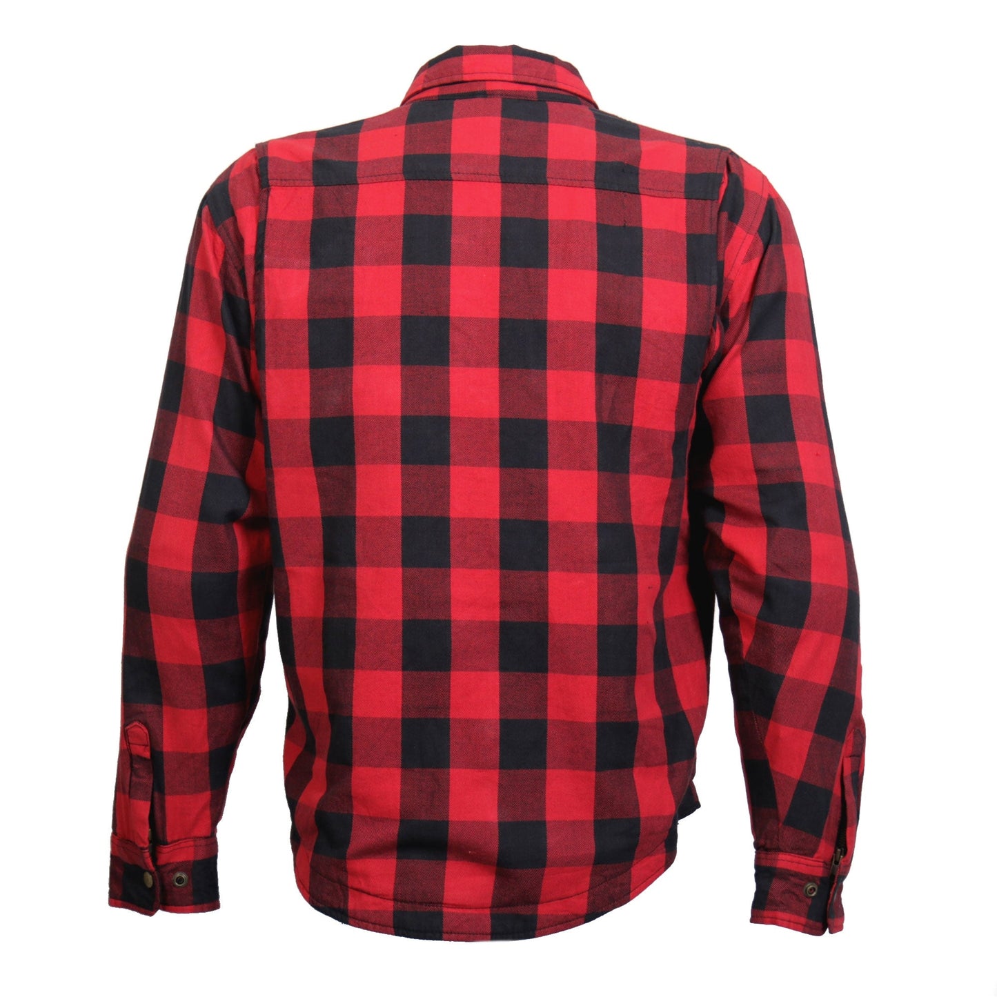 Hot Leathers Men's 'Black Venom' Red Cotton Flannel Shirt - Button Front - Riding Protective Wear - JKM3003