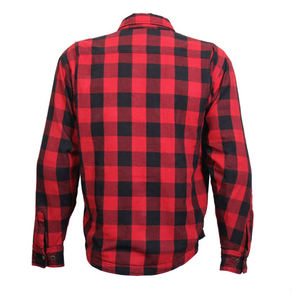 Hot Leathers Men's 'Black Venom' Red Cotton Flannel Shirt - Button Front - Riding Protective Wear - JKM3003