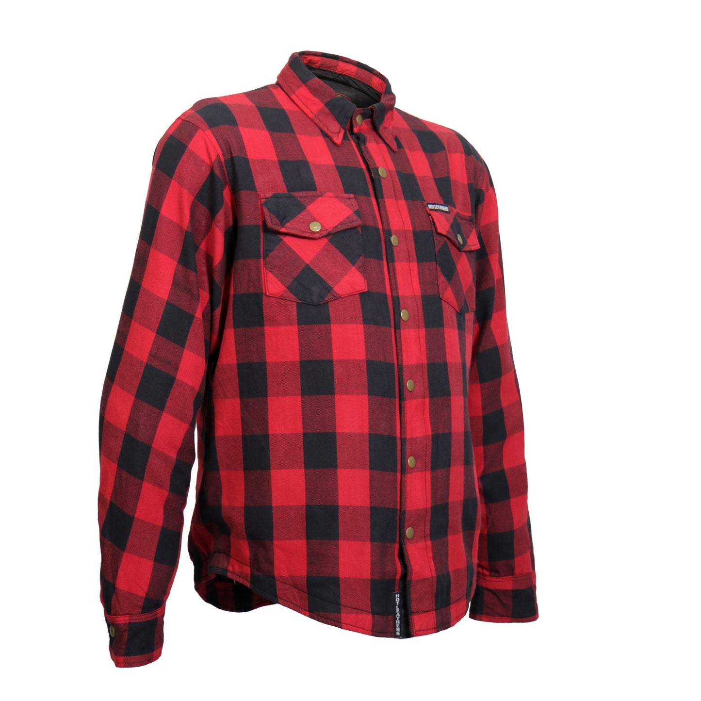 Hot Leathers Men's 'Black Venom' Red Cotton Flannel Shirt - Button Front - Riding Protective Wear - JKM3003