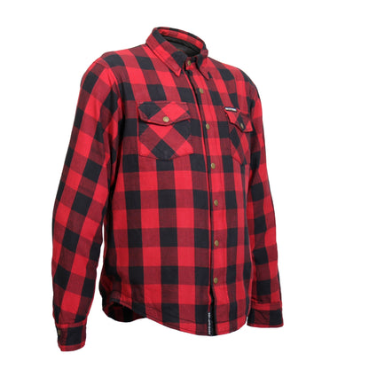 Hot Leathers Men's 'Black Venom' Red Cotton Flannel Shirt - Button Front - Riding Protective Wear - JKM3003
