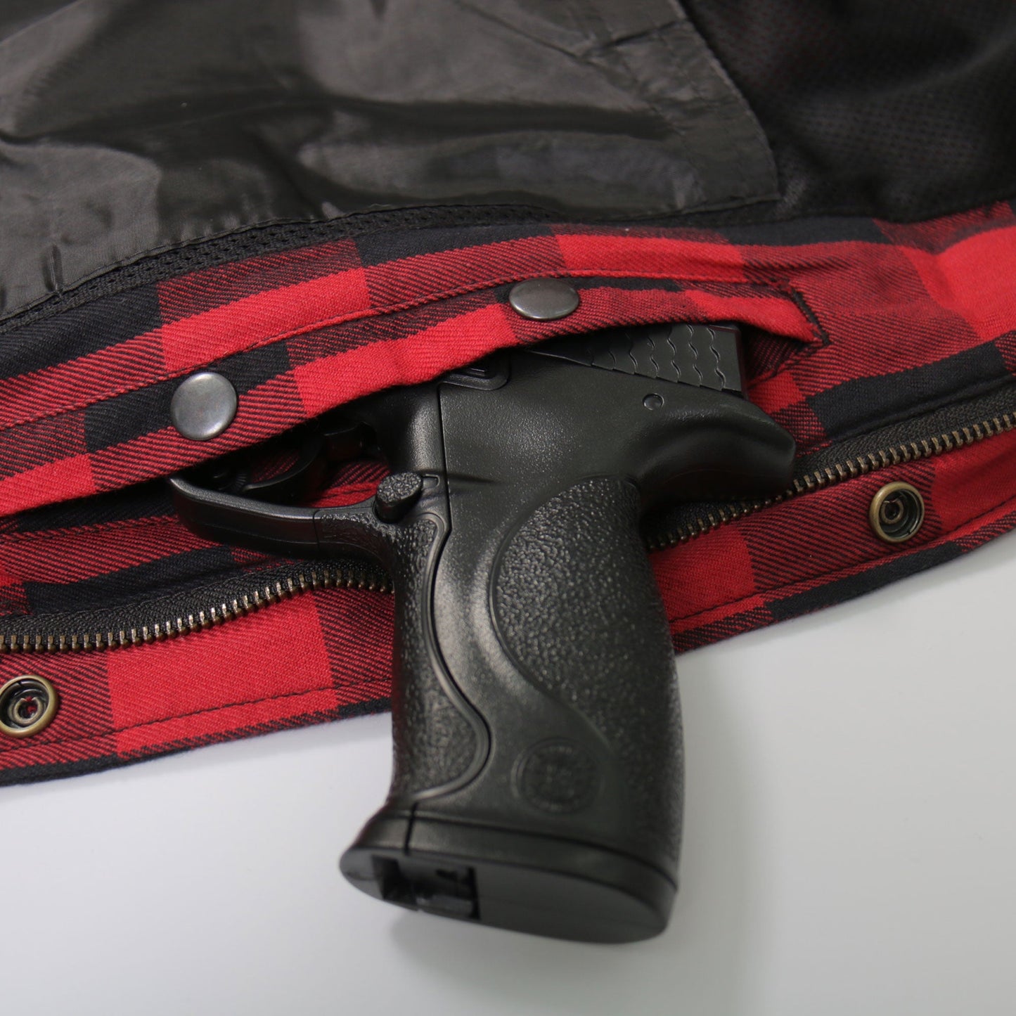 Hot Leathers Men's 'Black Venom' Red Cotton Flannel Shirt - Button Front - Riding Protective Wear - JKM3003