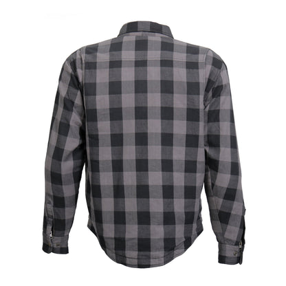Hot Leathers Men's 'Last Stand' Gray Cotton Flannel Shirt - Button Front - Riding Protective Wear - JKM3004