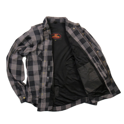 Hot Leathers Men's 'Last Stand' Gray Cotton Flannel Shirt - Button Front - Riding Protective Wear - JKM3004