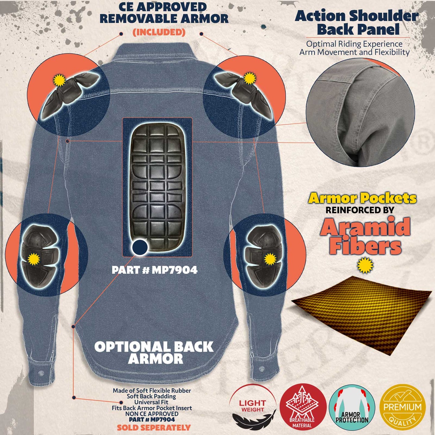 Milwaukee Leather Men's Roguefire Multi/Color CE Armored Flannel Shirt with Aramid Reinforced Zones - MPM1639