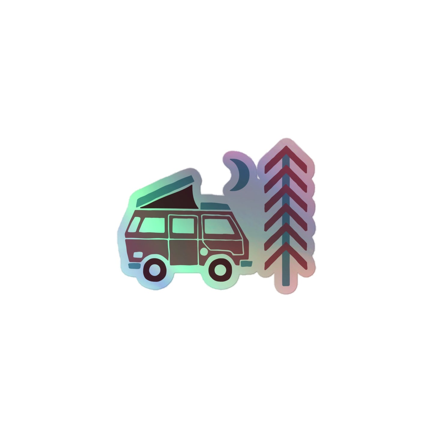 Go Outside Van & Moon Holographic Sticker