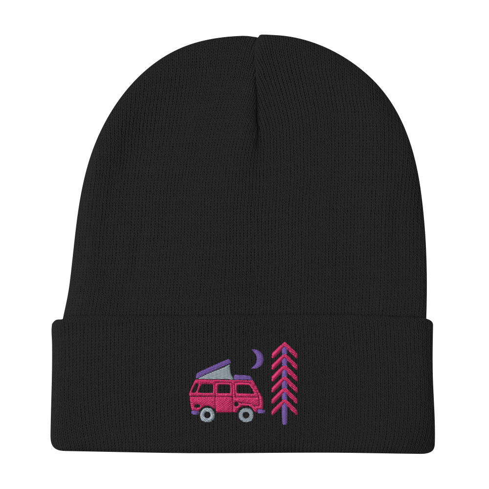 Go Outside Van & Moon Embroidered Beanie