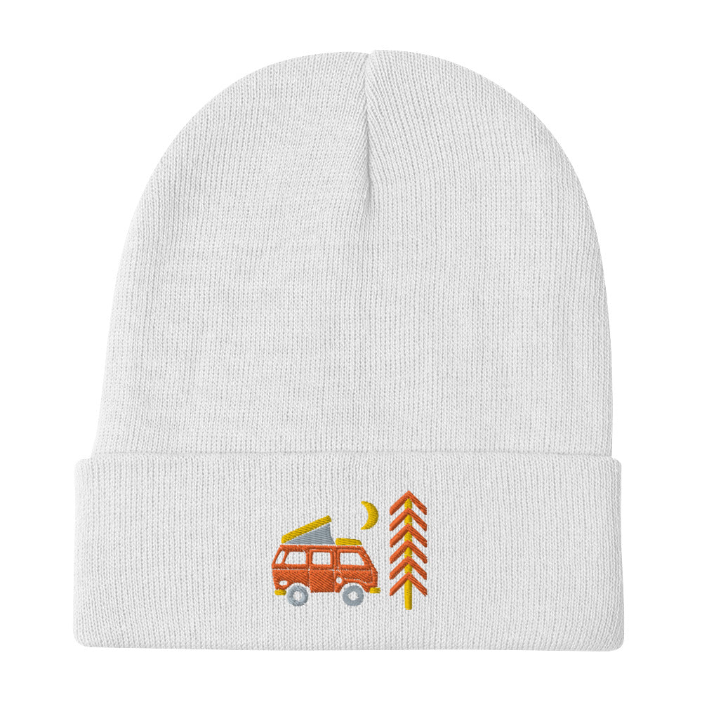 Go Outside Van & Moon Embroidered Beanie