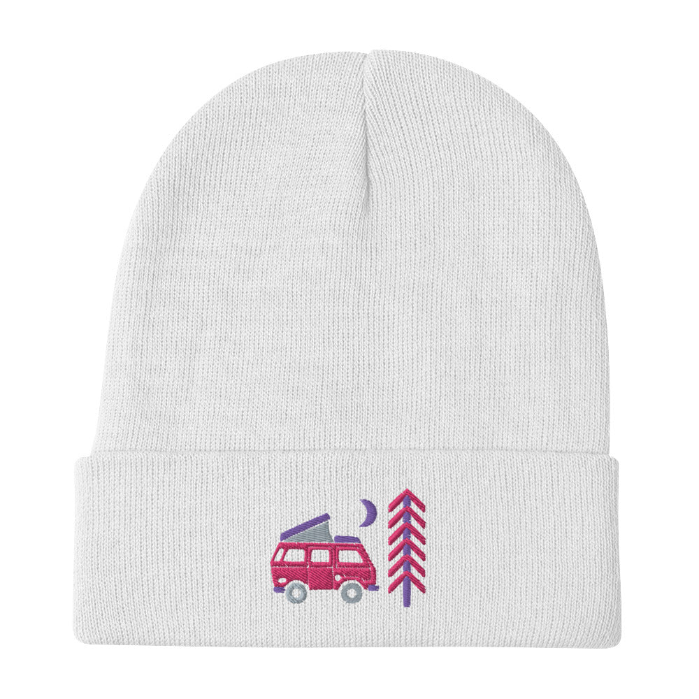 Go Outside Van & Moon Embroidered Beanie