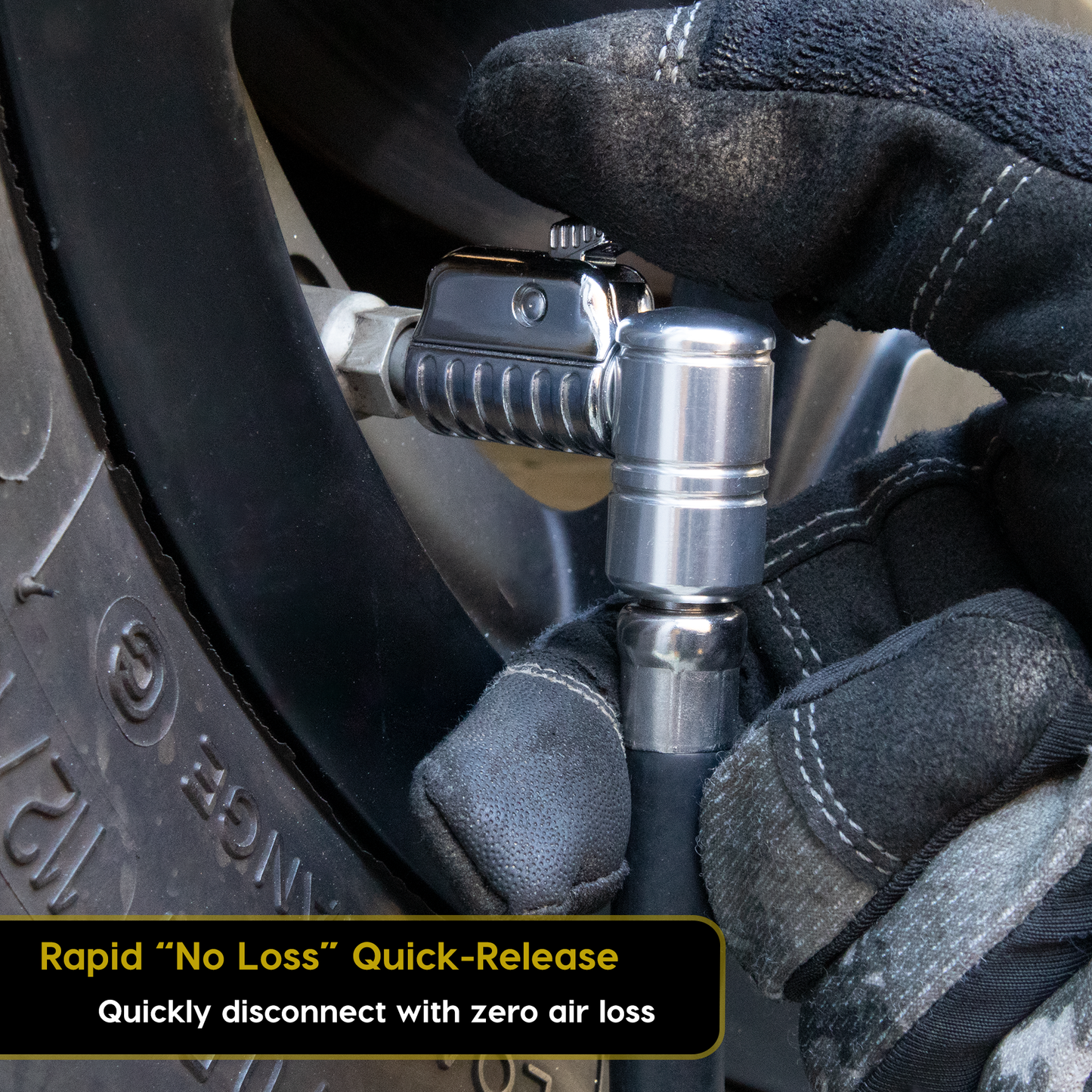 Lightning™ L2X Quick-Connect Locking Tire Inflator Air Chuck Extension | Patented Lock-on Compressor Hose Attachment (Open Flow)