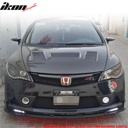Fits 06-11 Civic Mugen RR Front Bumper + Bumper Lip Spoiler + LED DRL