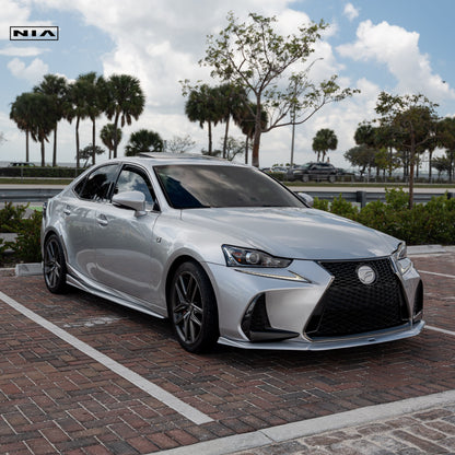 Lexus IS 2017-2020 Base Model, F-Sport NIA full splitter lip bodykit 5pcs (front lip, side skirts, rear apron spats) in ABS