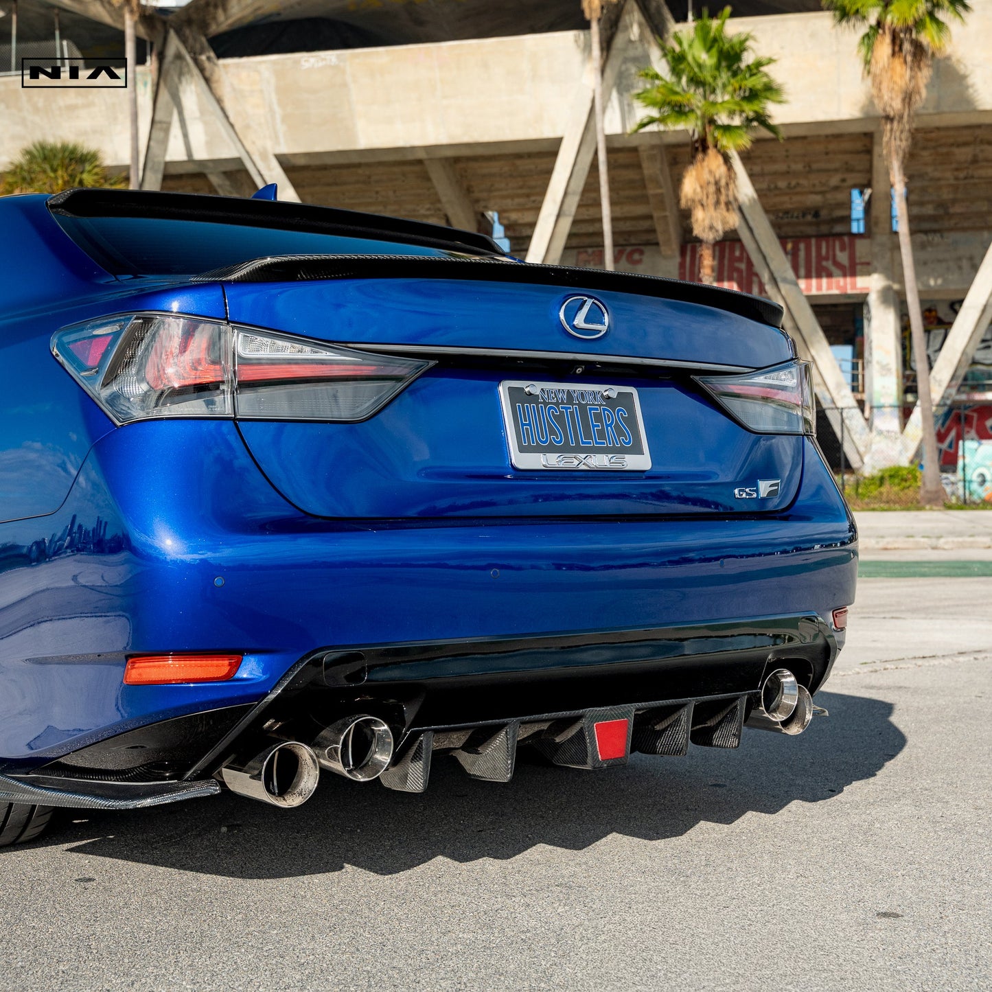 Lexus GS-F  NIA Rear Diffuser Bumper Extension 2016-2020 in ABS or Carbon Fiber