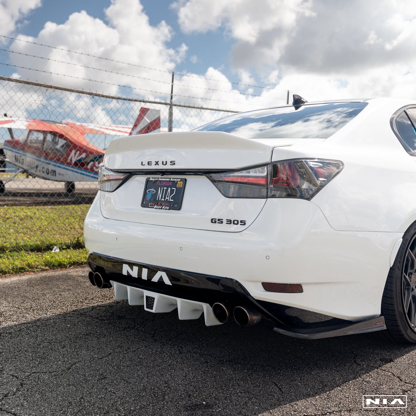 Lexus GS-F  NIA Rear Diffuser Bumper Extension 2016-2020 in ABS or Carbon Fiber