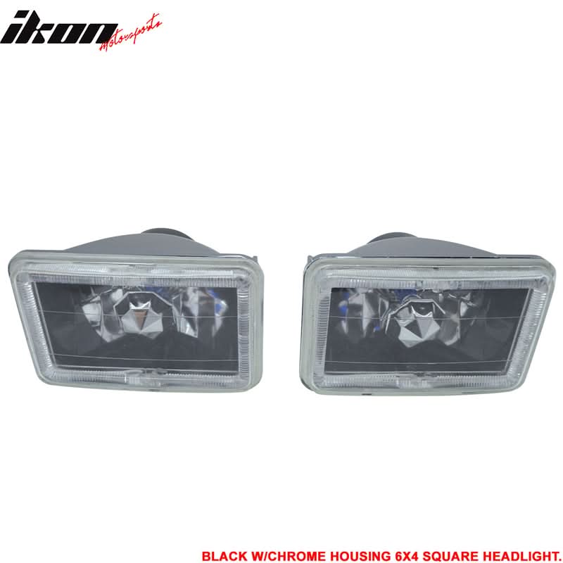 Universal 4X6 Square H4 Headlight Lamp With Halogen Bulb Clear Lens