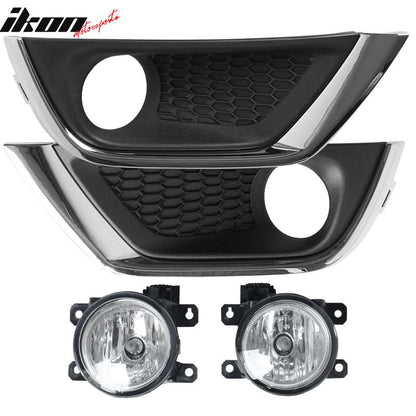 Fits 17-18 Jeep Compass Front Clear Glass Lens Black Cover Shell Pair
