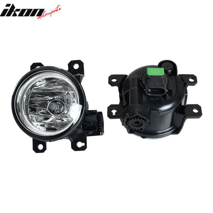 Fits 17-18 Jeep Compass Front Clear Glass Lens Black Cover Shell Pair
