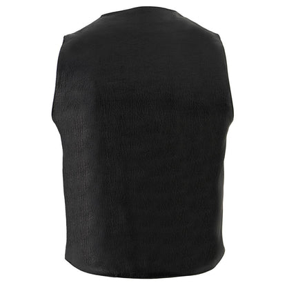 Milwaukee Leather LKM3700 Men's Classic Black Leather Motorcycle Rider Vest w/ Buffalo Nickel Snaps Closure