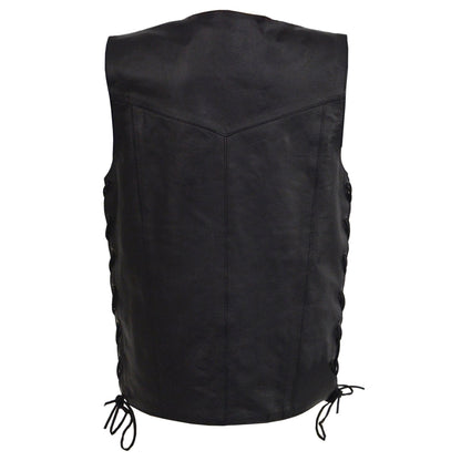 Milwaukee Leather LKY3860 Youth Size Black Leather Motorcycle Riders Vest w/ Side Lace