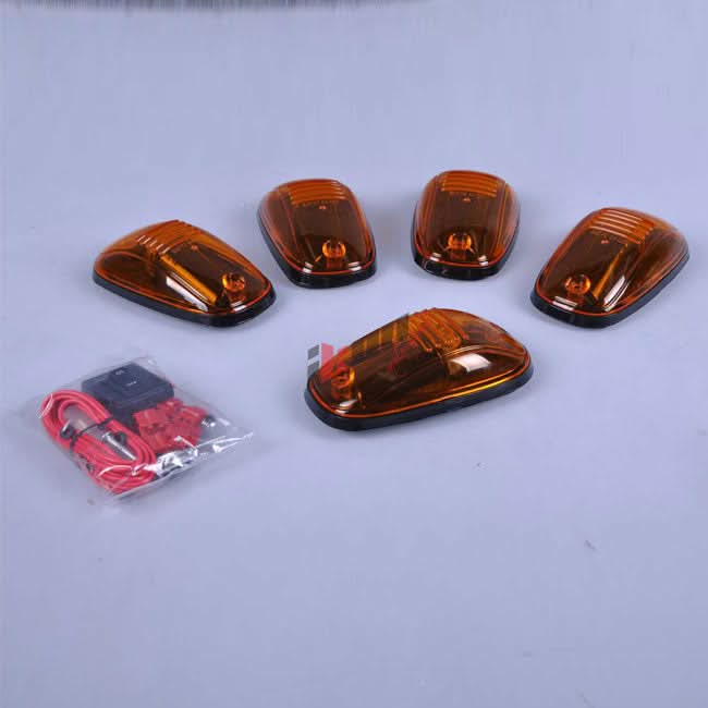5Pc Oval Top Cab Roof Lights Running Marker Yellow Len Dodge Ford