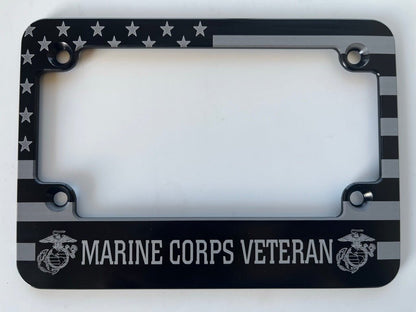 Marine Corps Veteran American Flag Billet Aluminum Motorcycle License Plate Frame