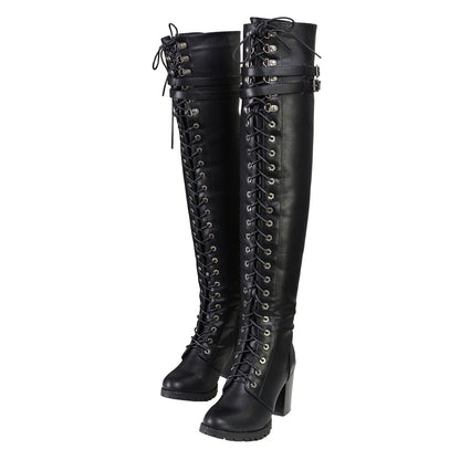 Milwaukee Leather Women's Black Above the Knee Lace-Up Fashion Casual Boots MBL9424