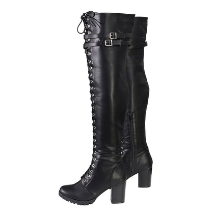 Milwaukee Leather MBL9424 Women's Black Above the Knee Lace-Up Fashion Casual Boots