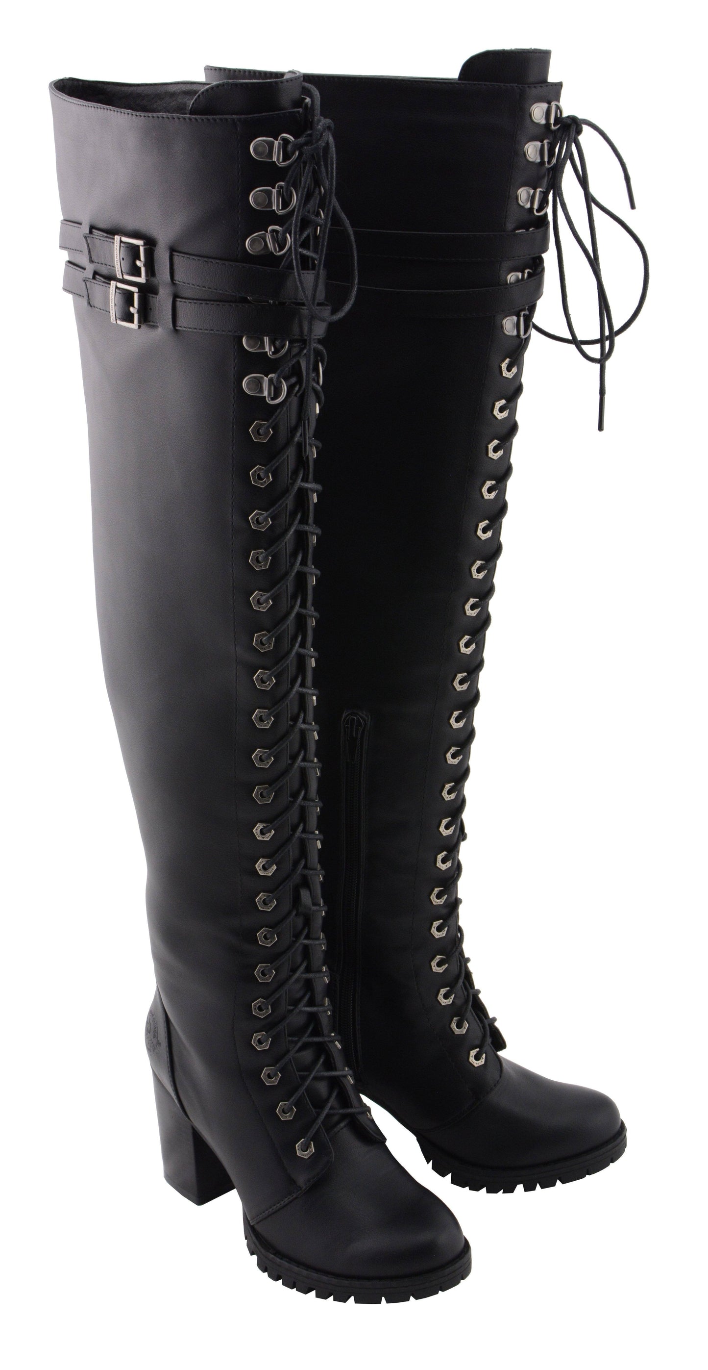 Milwaukee Leather Women's Black Above the Knee Lace-Up Fashion Casual Boots MBL9424