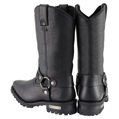 Milwaukee Leather MBM9015 Men‚Äôs Black 11-Inch Western Style Harness Motorcycle Boots