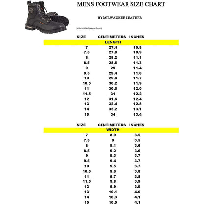 Milwaukee Leather Men's Black Wide Width 7-inch Lace to Toe Full-Waterproof Leather Boots MBM9036WP