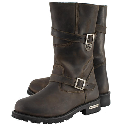 Milwaukee Leather MBM9063 Men's Classic Distressed Brown Leather Motorcycle Engineer Riding Biker Boots